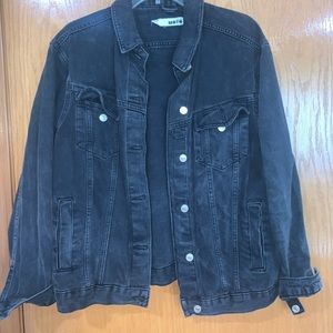 Topshop washed black denim moto jacket